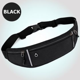 Small Fitness Waist Bag (Fit Up To 75kg) With Adjustable Strap For Hiking Running Outdoor Traveling (Color: BLACK)