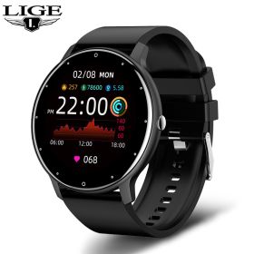 New Smart Watch Men Full Touch Screen Sport Fitness Watch IP67 Waterproof Bluetooth For Android ios smartwatch Men+box (Ships From: China, Color: BLACK)