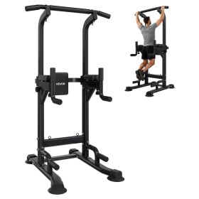 VEVOR Pull Up Bar, 330 LBS Power Tower Dip Station, Workout Dip Station with H-Shaped Stable Base & Back Pad (Default: Default)