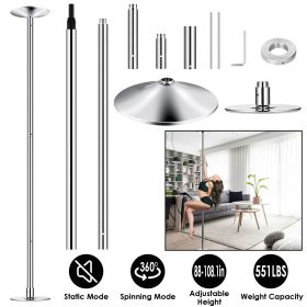 Stripper Dance Pole 45mm Spinning Static Dancing Pole with 88-108.1in Adjustable Height 551LBS Weight Capacity for Fitness Exercise Party Home Club Gy (Color: as pic)