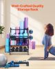 VEVOR Yoga Mat Storage Rack, Home Gym Workout Equipment Organizer, Powder Coated Finish Steel Yoga Mat Holder with Hooks & Wheels